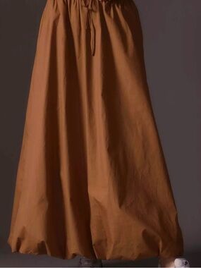 Richer Poorer Poplin Brown Bubble Maxi Skirt